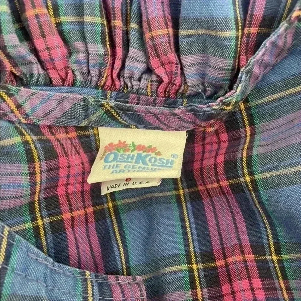 Vintage 90s Oshkosh Plaid Drop Waist Dress Size 6